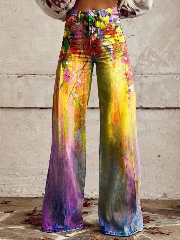 Pattern Women's Wide-legged Pants Anti-jeans 3D Digital Printing - Image 6