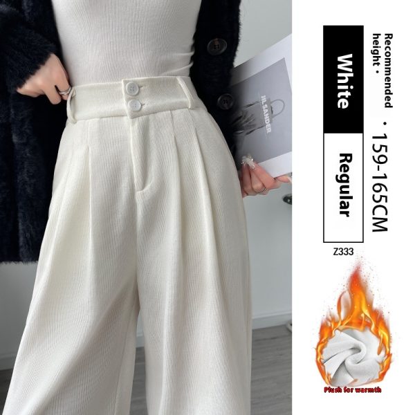 White Corduroy Wide-leg Pants Women's Narrow Straight - Image 8