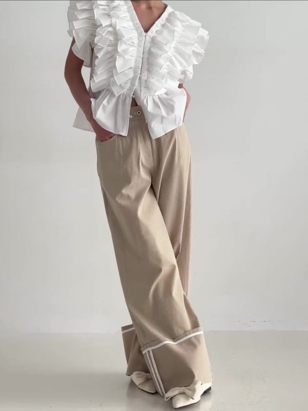 Khaki High Waist Wide Leg Pants - Image 2