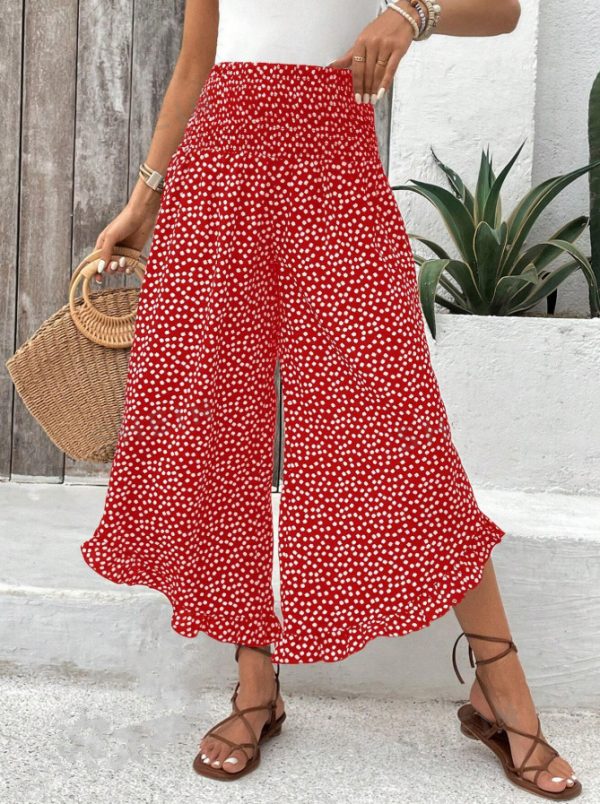 Casual Polka-dot Loose-fitting High Waist Tight Waist Wide Leg Pants - Image 8