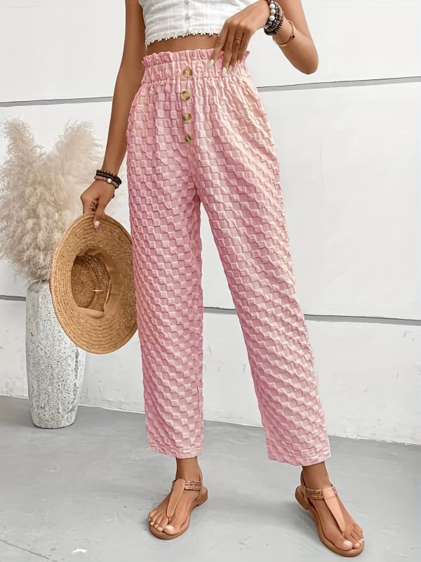 Women's Slim-fit Buttoned Straight Loose Trousers - Image 8