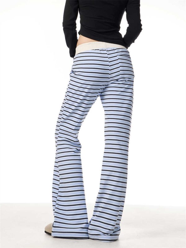 Vintage Stripe Casual Pants For Women Loose Straight Trousers - Image 6
