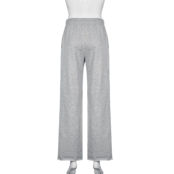 American Style Solid Color Elastic Lace Straight Sweater Pants - Image 5