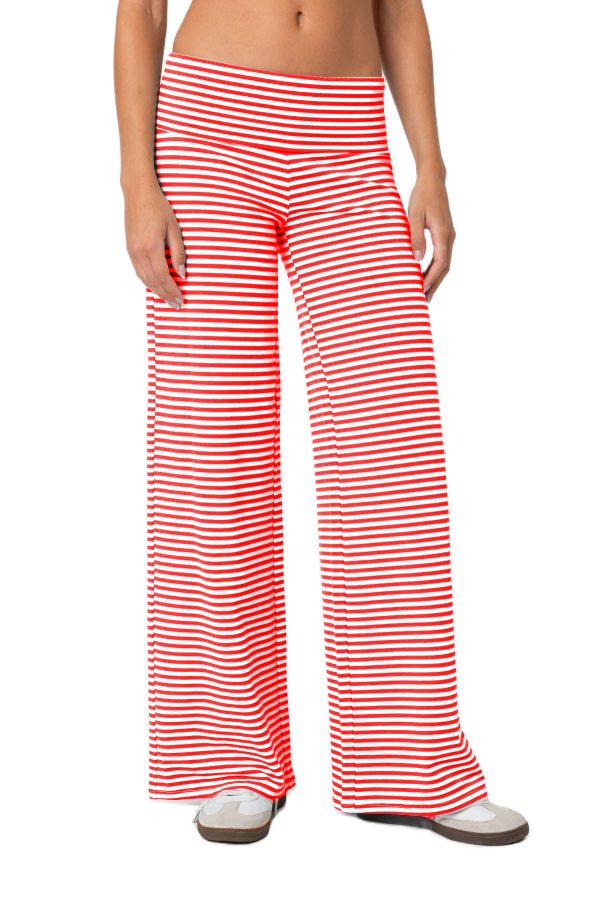 Cropped Striped Loose Trousers Autumn Sports Style Draped Casual Pants - Image 2