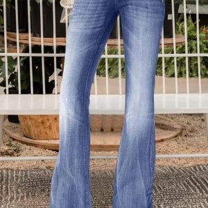 Retro Side Button Mid Waist Skinny Jeans