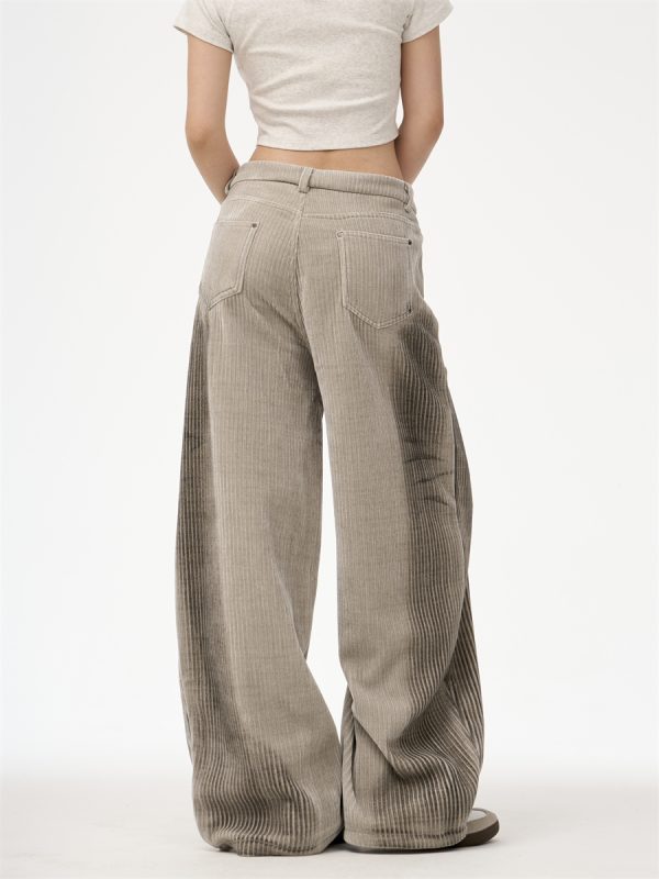 Corduroy Casual Straight Simple Wide Leg Dirty Pants - Image 2