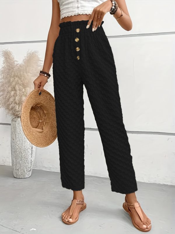 Women's Slim-fit Buttoned Straight Loose Trousers - Image 7