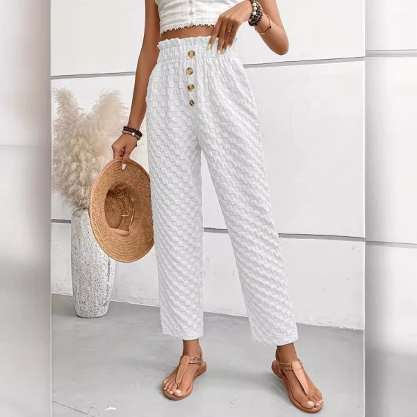 Women's Slim-fit Buttoned Straight Loose Trousers - Image 3