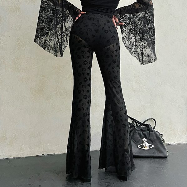 High Waist Lace Print New Casual Trousers Straight - Image 4