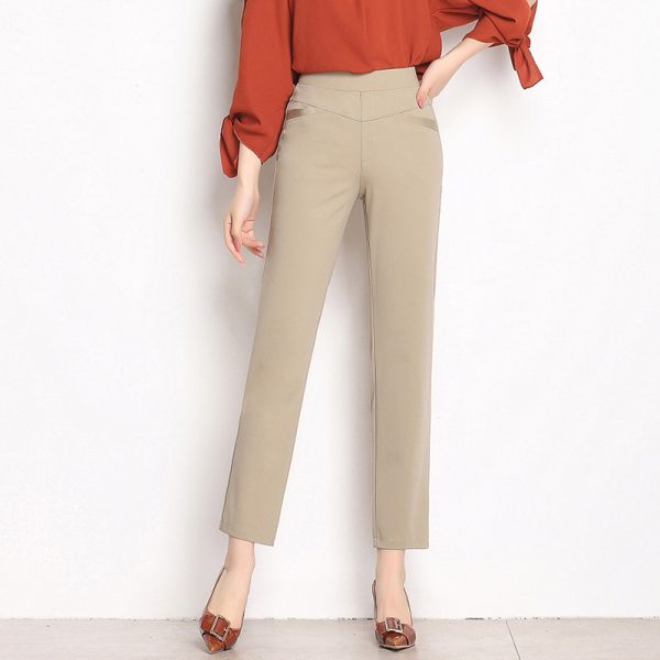 High Waist Knit Four-sided Stretch Straight - Image 4