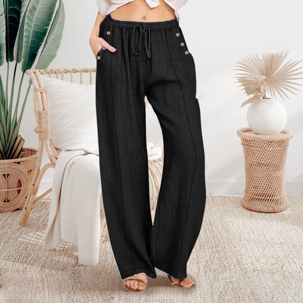 Loose Button Casual Wide-leg Trousers Women - Image 8