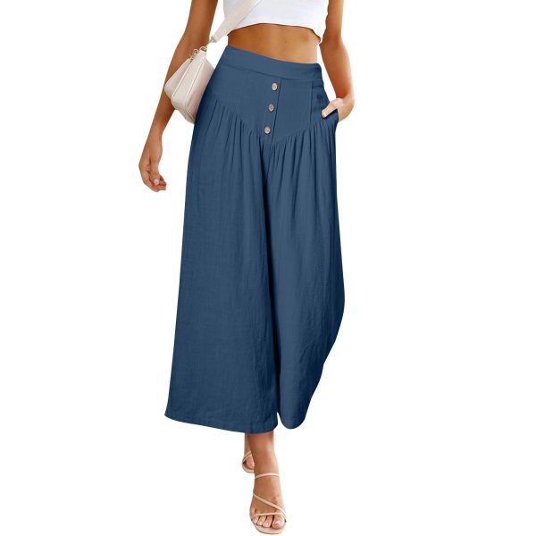 European And American Lazy Relaxed Casual Wide Leg High Waist Women's Cropped Pants - Image 7