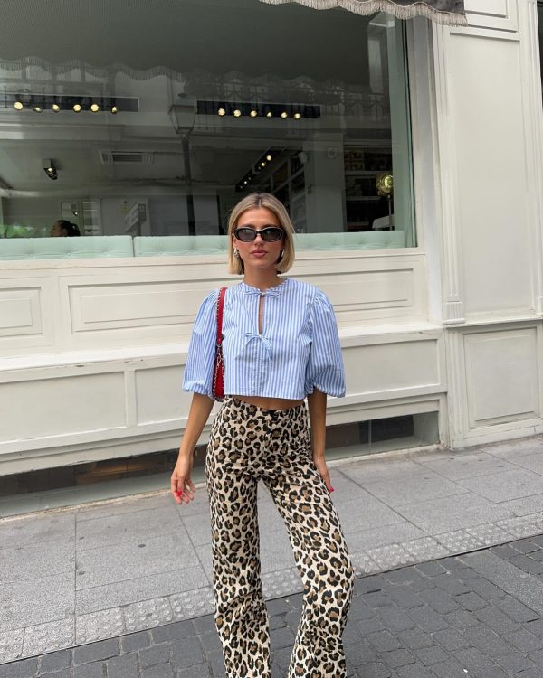 Animal Print Straight High Waist Thin Trousers - Image 5