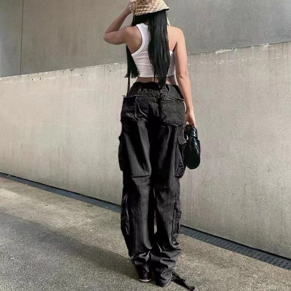 Street Hip-hop Trousers With Pockets Low Waist Overalls Fashion Casual Cargo Pants - Image 6