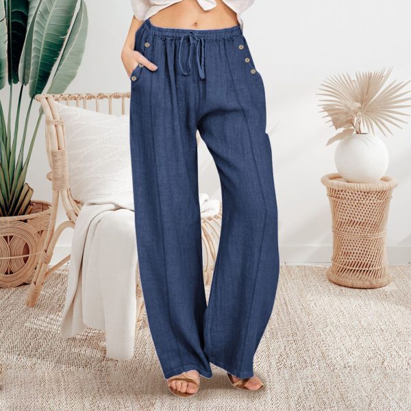 Loose Button Casual Wide-leg Trousers Women - Image 10