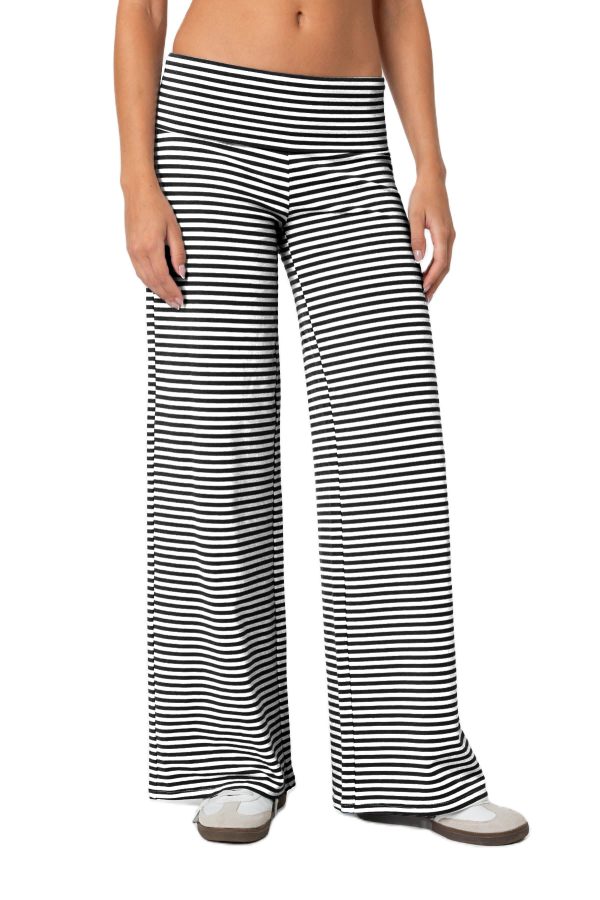Cropped Striped Loose Trousers Autumn Sports Style Draped Casual Pants - Image 7