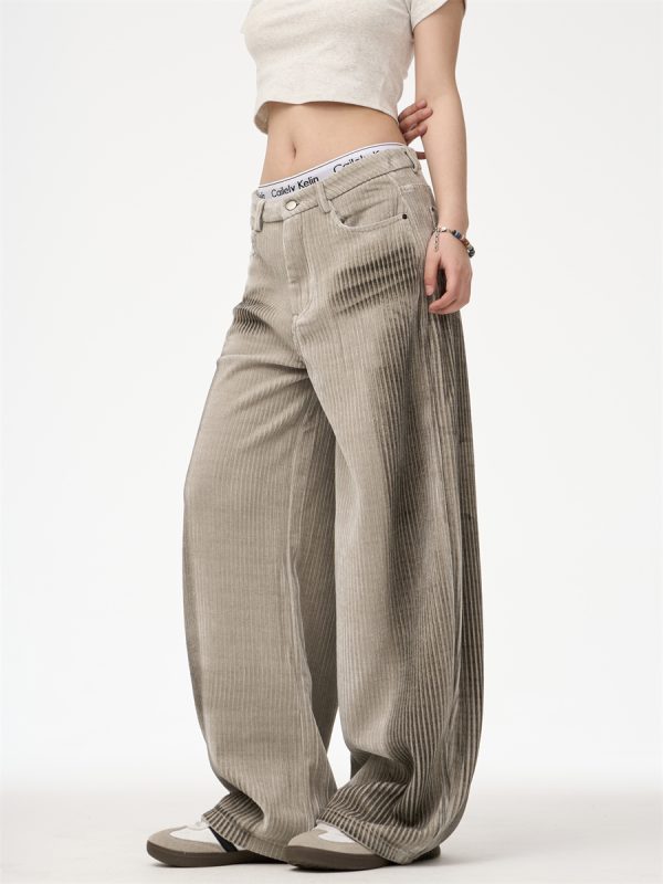 Corduroy Casual Straight Simple Wide Leg Dirty Pants - Image 6
