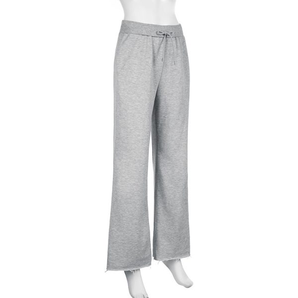 American Style Solid Color Elastic Lace Straight Sweater Pants - Image 8