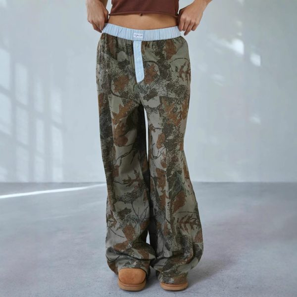 Loose Casual Camouflage Wide Leg Trousers For Women - Image 2