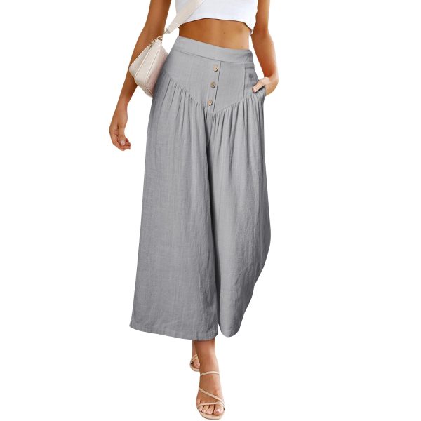 European And American Lazy Relaxed Casual Wide Leg High Waist Women's Cropped Pants - Image 9
