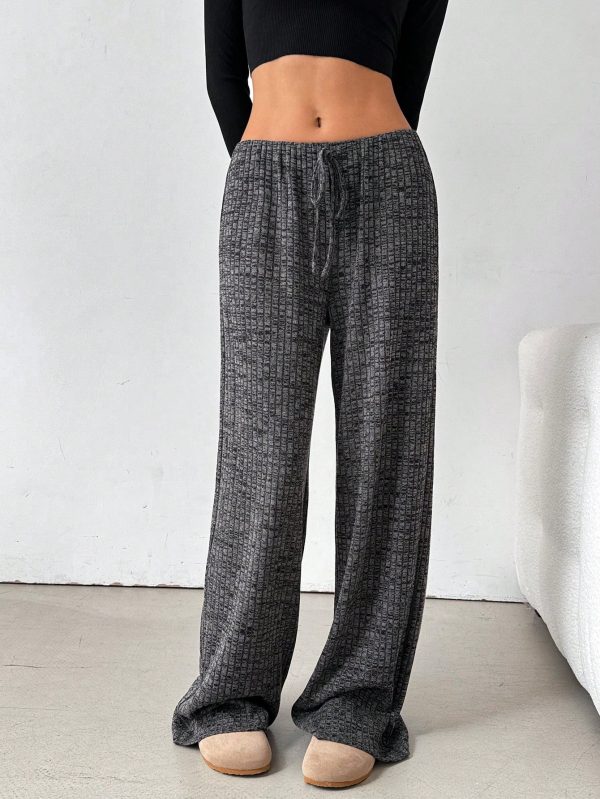 Women's Casual Striped Solid Color Drawstring Straight-leg Pants - Image 8