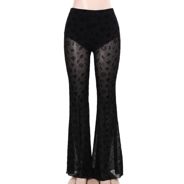 High Waist Lace Print New Casual Trousers Straight - Image 6