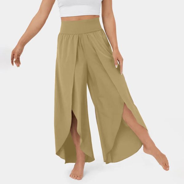 Loose Split Yoga Pants Summer Elastic High Waist Wide Leg Trousers Women's Fashion Versatile Clothing - Image 6