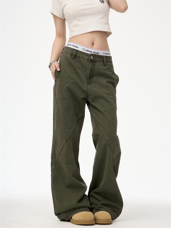 Paratrooper Washed Distressed Straight Deconstructed Vibe Casual Jeans - Image 4