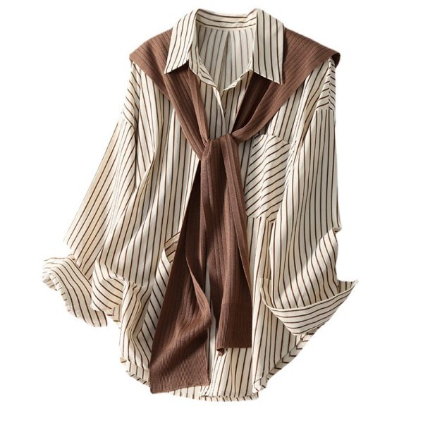 Shawl Design Niche Striped Shirt - Image 5