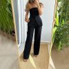 Graceful Tube Top Suit Fashion Button Sleeveless Top And Straight Pants Women's Trousers Set - Image 6