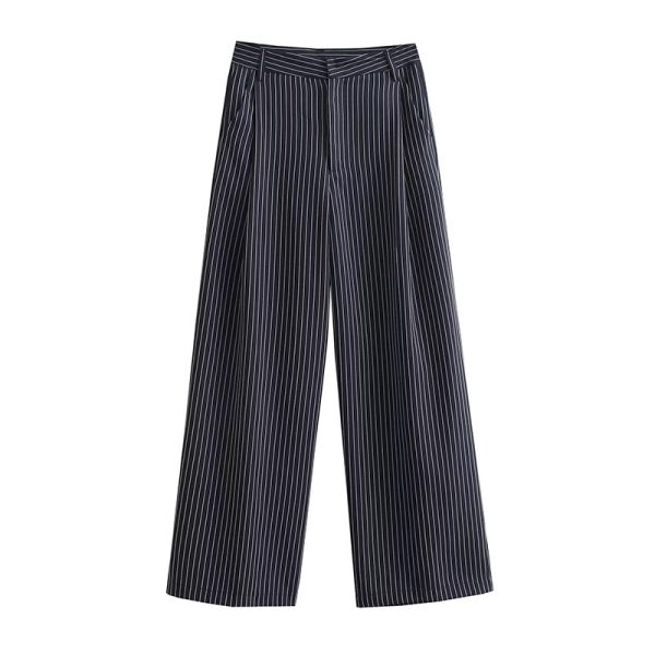 Striped Waist Slim Fit Casual Wide-leg Trousers - Image 7