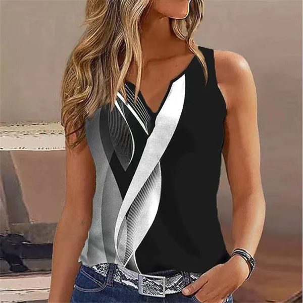 V-neck Buttons Sleeveless 3D Digital Casual Loose Vest - Image 10