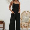 Ladies' Cross Leisure Vacation Lazy Backless Wide Leg Pants Camisole Skirt Jumpsuit - Image 4