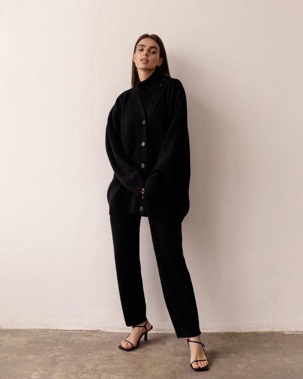 Turtleneck Single-breasted Wool Ladies Three-piece Set Pack - Image 10
