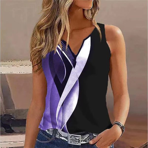 V-neck Buttons Sleeveless 3D Digital Casual Loose Vest - Image 4