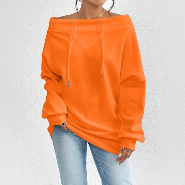 Women's Loose Casual Drawstring Off-the-shoulder Off-shoulder Top - Image 4