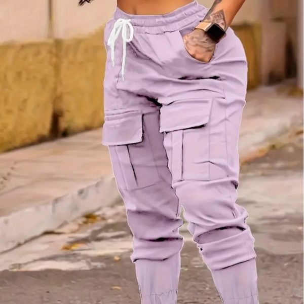 Plus Size Fashion Drawstring Bag Pocket Casual Working Pants