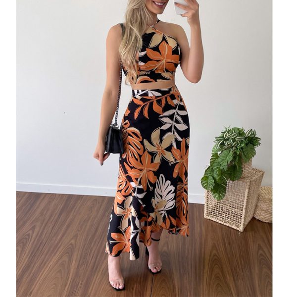 Casual Printed Short Lace Vest High Waist Dress - Image 8
