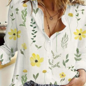 Women's Spring Summer Long Sleeve Casual Shirt