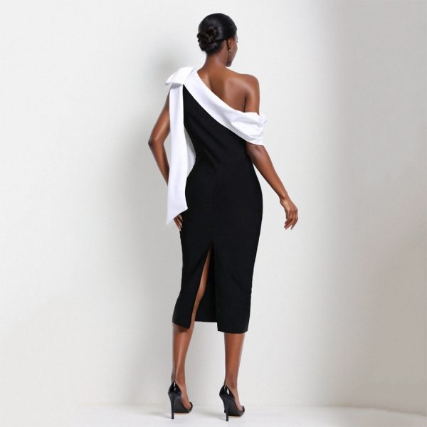 Women's Slim-fit Oblique Shoulder Bandage Niche Dress - Image 3