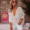 Women's V-neck Hollow Lace Crochet Shirt - Image 6