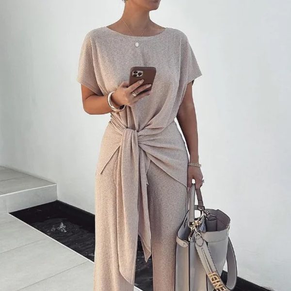 New Fashionable Knitted Pleated Lace-up Graceful And Fashionable Suit Pants - Image 2