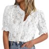European And American Summer Lace Short Sleeve Casual Button Shirt - Image 4
