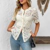 European And American Summer Lace Short Sleeve Casual Button Shirt - Image 2
