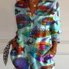 Long Style Long Sleeve Pattern Printed Shirt For Women - Image 7