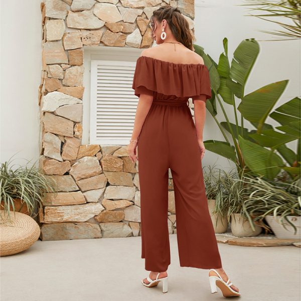 Women's Lace-up Cropped Short-sleeved Wide-leg Pants - Image 4