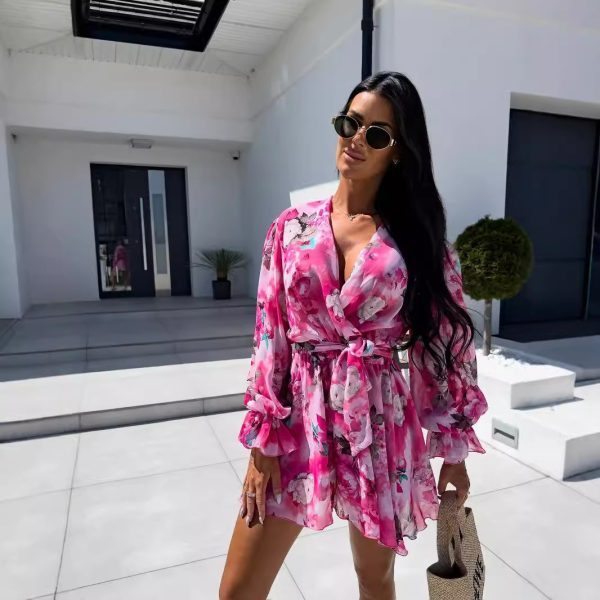 Long Sleeve Ink Printing Jumpsuit - Image 2