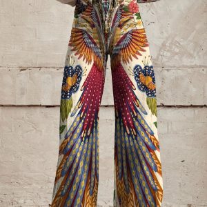3D Thermal Transfer Bell-bottom Pants Simulation Denim Trousers