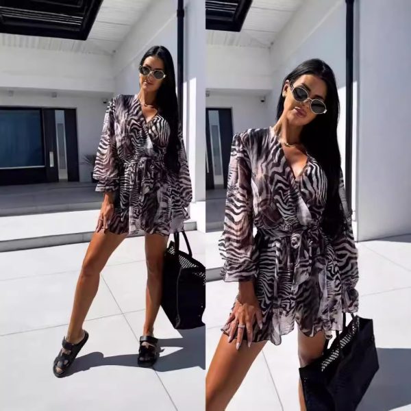Long Sleeve Ink Printing Jumpsuit - Image 3