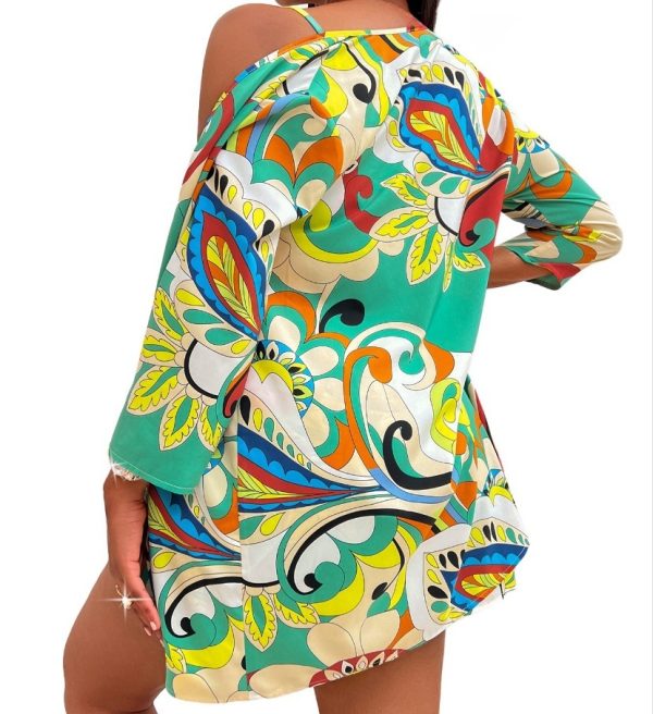 Summer Fashion Printed Waist-controlled All-match Top Three-piece Suit - Image 4